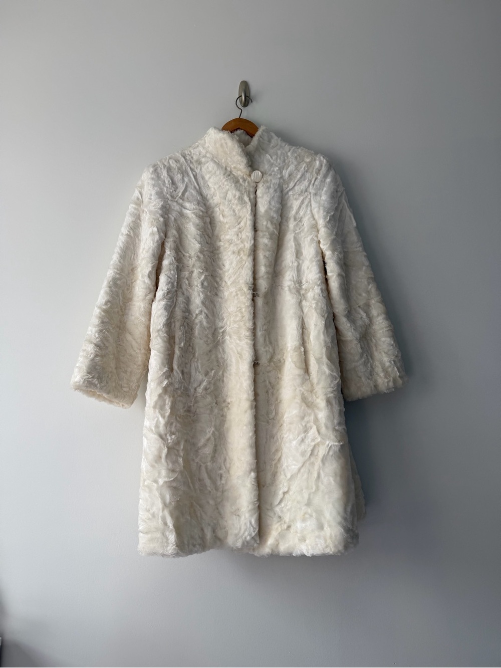 White Faux Fur Vintage Coat